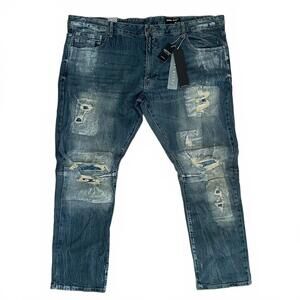 NWT Smoke Rise Men's Distressed Denim Jeans Size 48x32